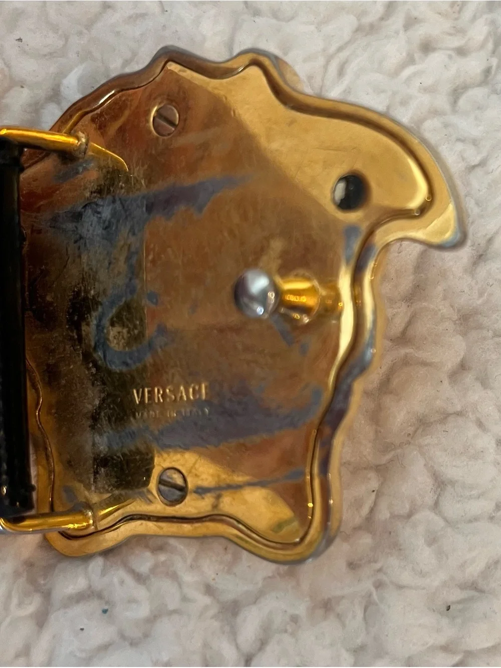 Versace Black Patent Leather Belt Gold Medusa Buckle Grecian Greek 44 inch - Picture 6 of 12